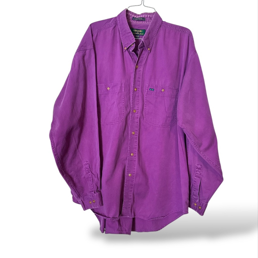 Colours Alexander Julian Mens Purple Denim Long Sleeve Button‎ Down Shirt sz XLT